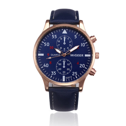 MIGEER Retro Design Men Watches Casual PU Leather Band Analog Alloy Quartz Wrist Watch Relogio masculino montre homme Clock New - ARCHSHOPE