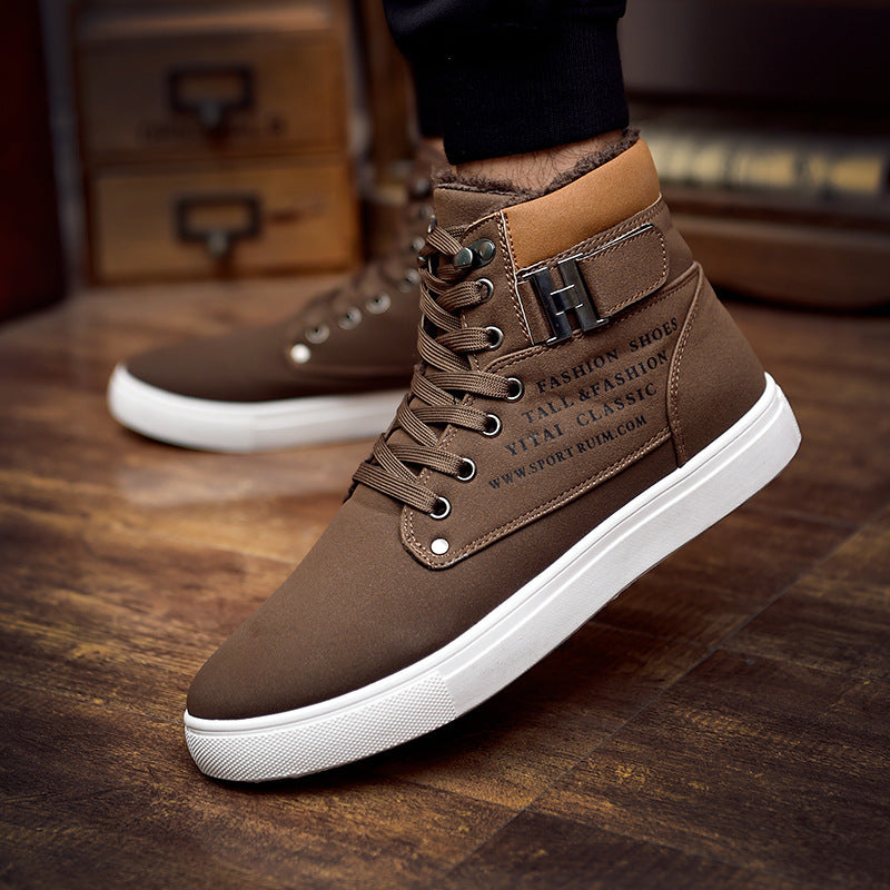 DEKABR Heißer Männer Schuhe Mode Warme Pelz Winter Männer Stiefel Herbst Leder Schuhe Für Mann Neue High Top Leinwand Casual schuhe Männer 