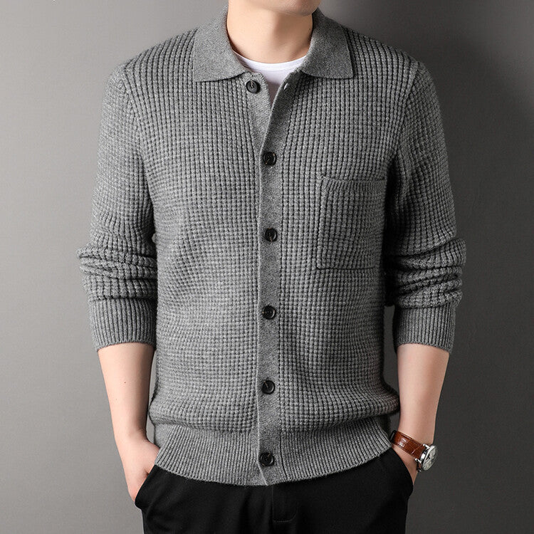 Twist Jacquard Revers Pullover Cardigan Herren Oberbekleidung Herbst und Winter Trends Mode Slim Knit Top Coat