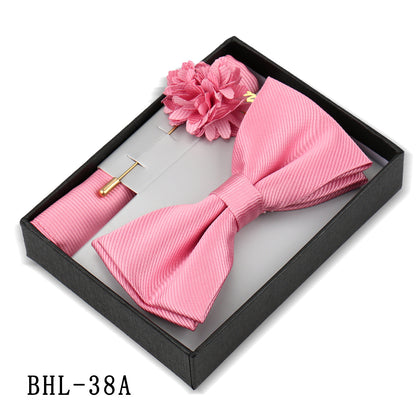 Mens Bow Tie, Pocket Square, And Brooch Gift Set - ARCHSHOPE
