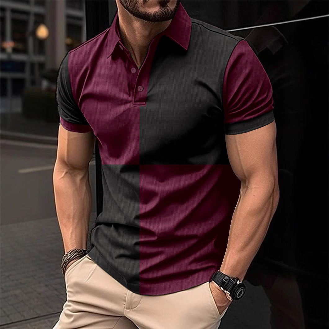 Lässiges, sportliches Poloshirt mit kurzen Ärmeln und Farbnähten und Umschlagkragen für Herren