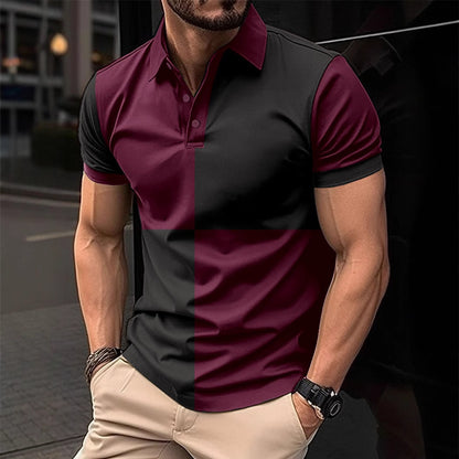 Lässiges, sportliches Poloshirt mit kurzen Ärmeln und Farbnähten und Umschlagkragen für Herren
