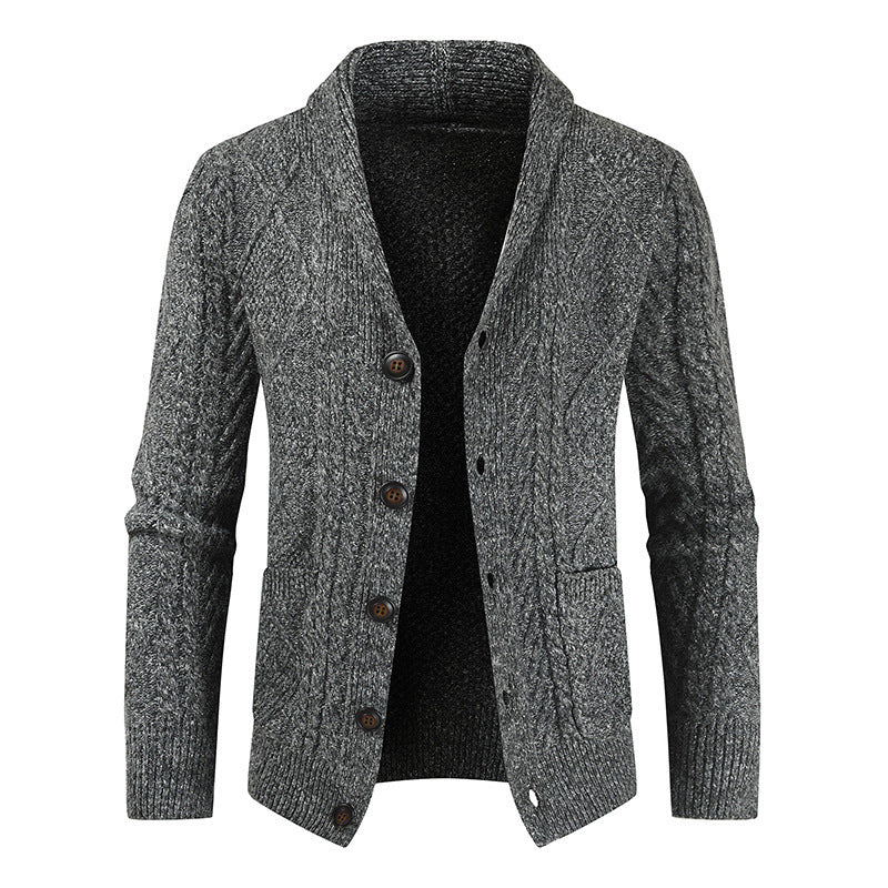 Cardigan tricoté à col en V pour homme, veste pull ample et épaisse