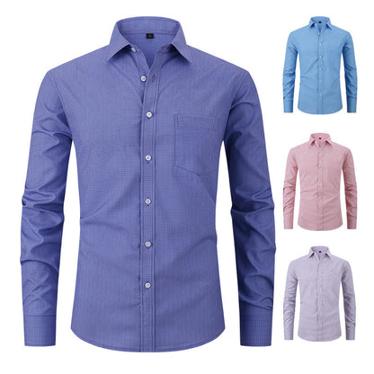 Chemise à carreaux à col polo de couleur unie pour homme