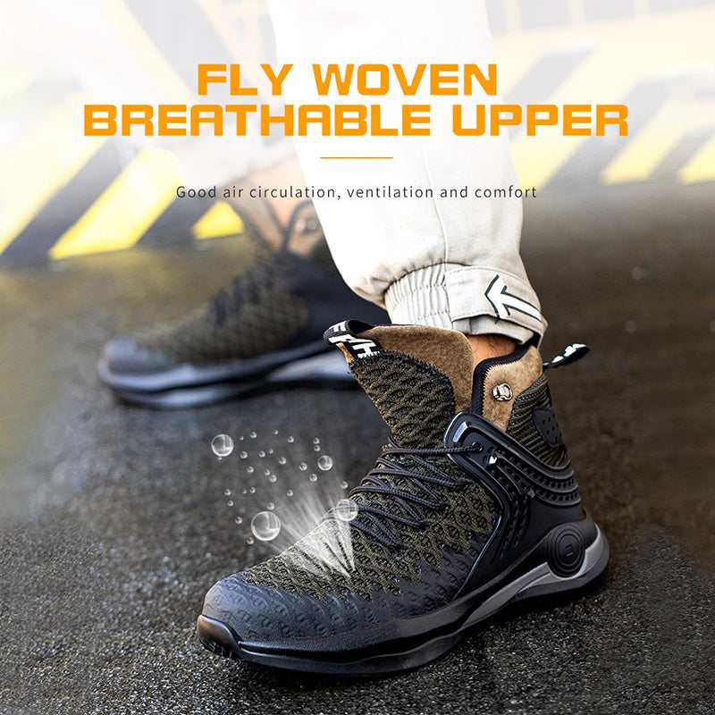 Chaussures de sécurité montantes pour hommes, chaussures de protection pour chantier, chaussures à embout d'acier, bottes de randonnée respirantes, bottes de travail anti-crevaison