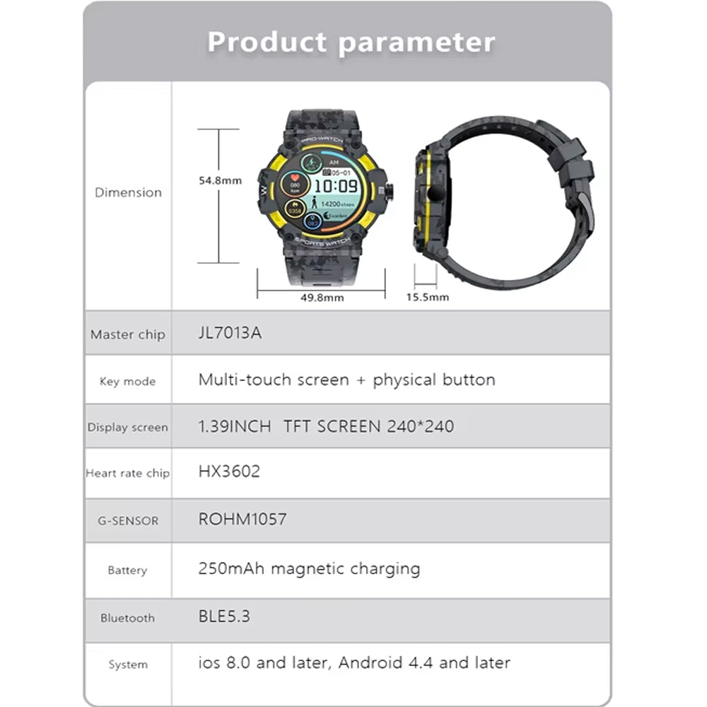 Smartwatch With GPS 1.39 Inch TFT Screen IOS Android Bluetooth 5.3,Sports Smartwatch With LED - ARCHSHOPE