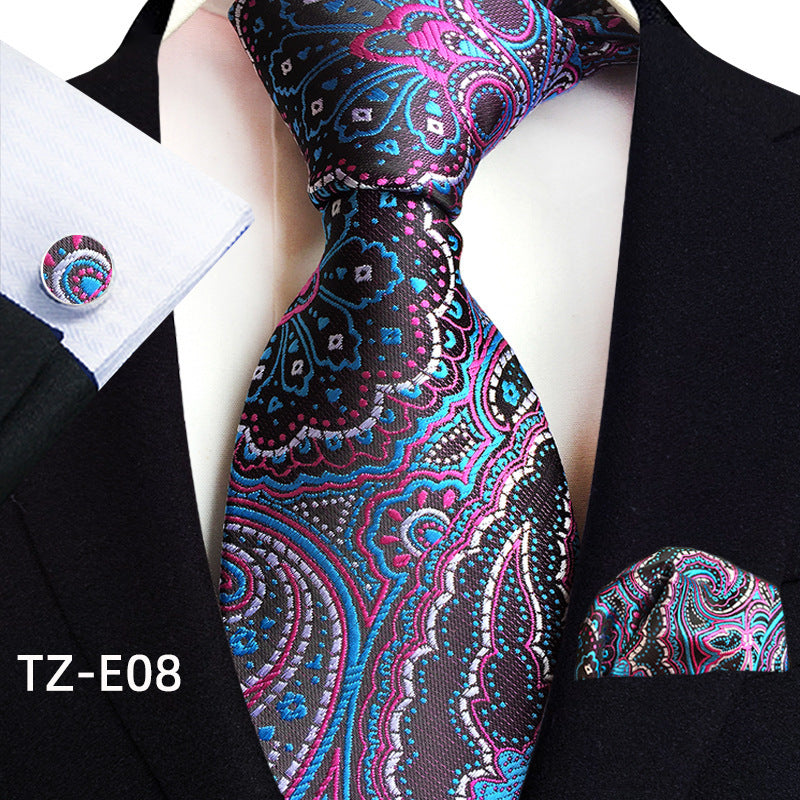 Paisley Tie Square Scarf Pocket Square Cufflinks Three-piece Set - ARCHSHOPE