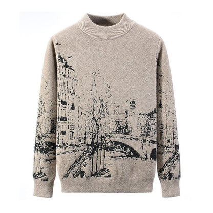 Pull épais à manches longues et col rond pour l'automne et l'hiver