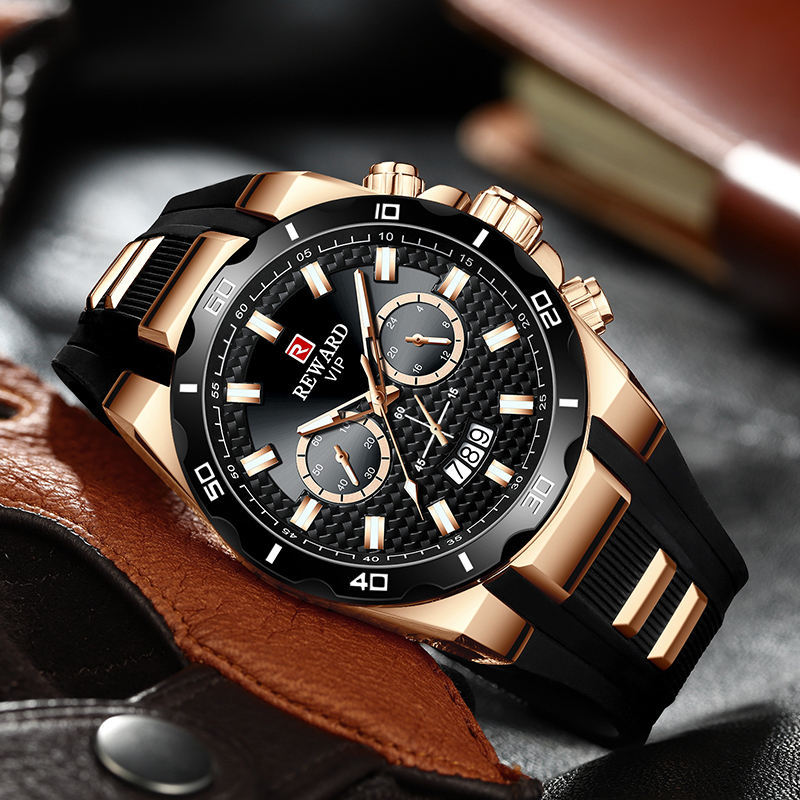 REWARD Mens Watch In Black And Gold With A Cool Design And Calendar Function - ARCHSHOPE