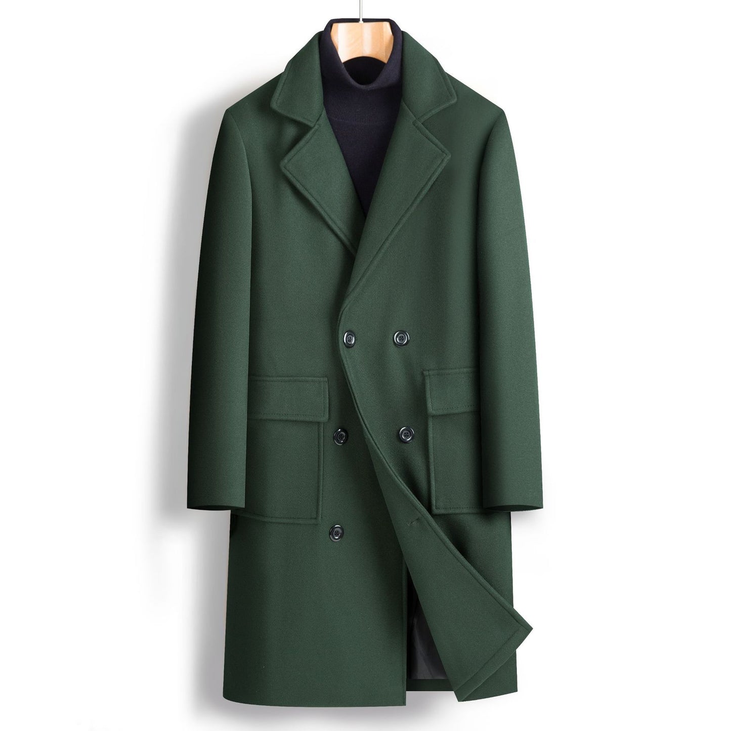 Manteau mi-long croisé pour homme automne-hiver