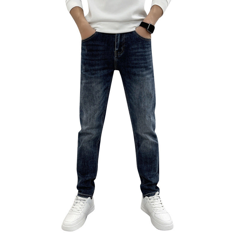 Lässige Slim Fit Jeans für Herren mit geradem Bein und elastischem Bund