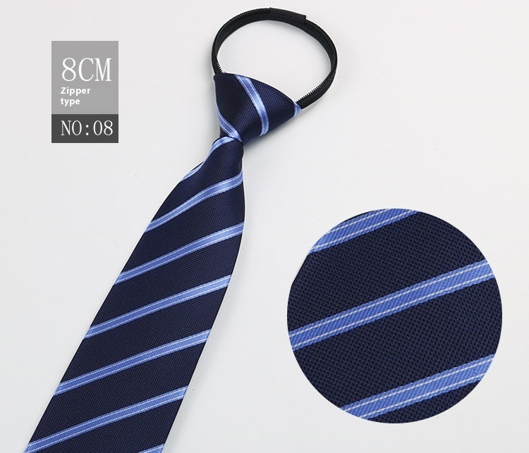 Black Men's Tie Striped Blue Business Tie Lazy Zip Tie In Stock Wholesale Pull Peels - ARCHSHOPE