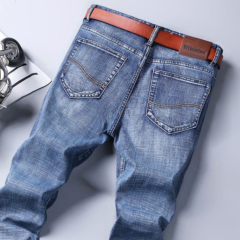Jeans Herren Straight Loose Casual Pants Fleece-gefütterte, verdickte Herrenhose