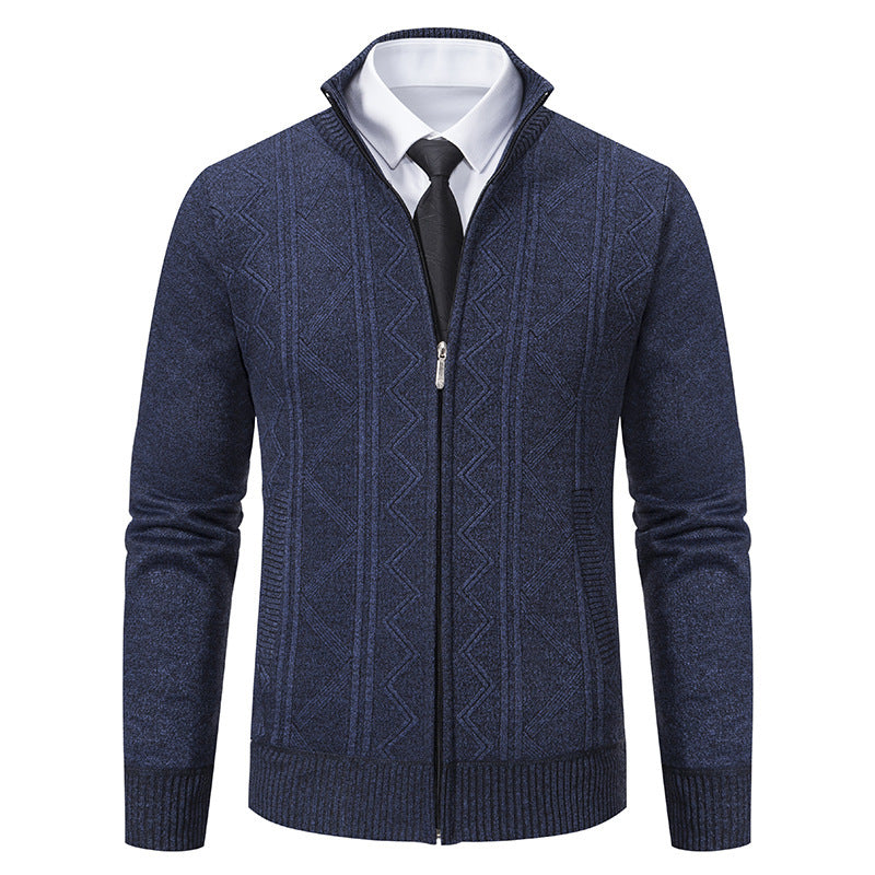 Herbst Winter Männer Wollpullover Herren Strickjacke Mantel Stehkragen