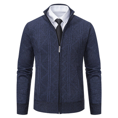 Herbst Winter Männer Wollpullover Herren Strickjacke Mantel Stehkragen