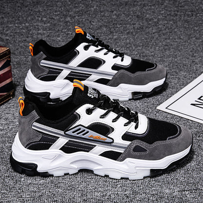 Schwarz-weiße Schnür-Sneakers für Herren, atmungsaktiv, für den Außenbereich, leichte Laufsportschuhe