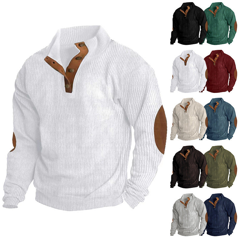 Corduroy Casual Stand Collar Long-sleeved Sweater - ARCHSHOPE