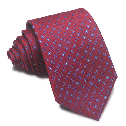 8CM Polyester Jacquard Striped Tie Men's Business Formal Red Black Blue - ARCHSHOPE
