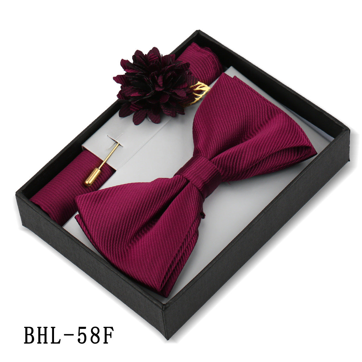 Mens Bow Tie, Pocket Square, And Brooch Gift Set - ARCHSHOPE