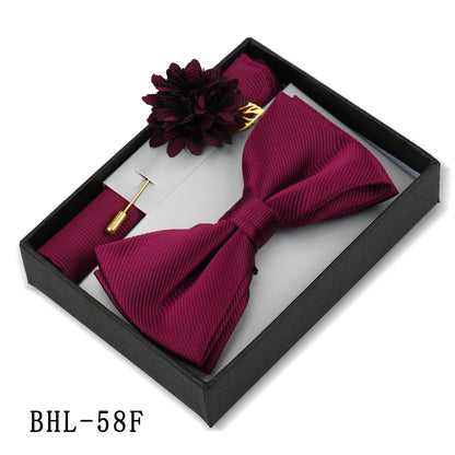 Mens Bow Tie, Pocket Square, And Brooch Gift Set - ARCHSHOPE