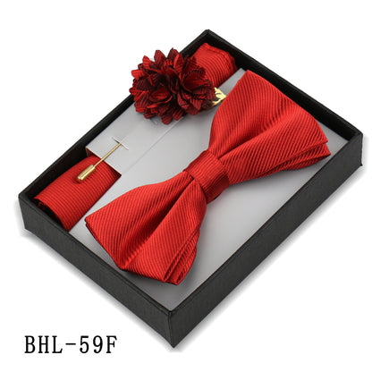 Mens Bow Tie, Pocket Square, And Brooch Gift Set - ARCHSHOPE