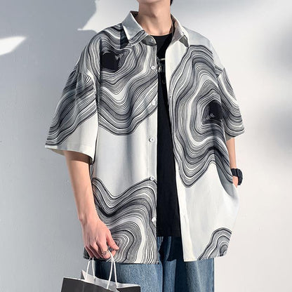 Chemise d'été pour homme, style Hong Kong, tendance, manches courtes
