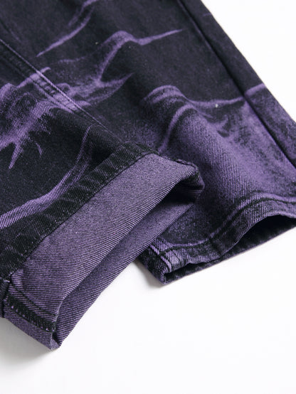 Pantalon en jean déchiré violet et noir