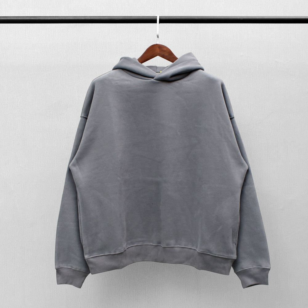 Klassischer einfarbiger High Street Plus Fleece-Kapuzenpullover für Herren