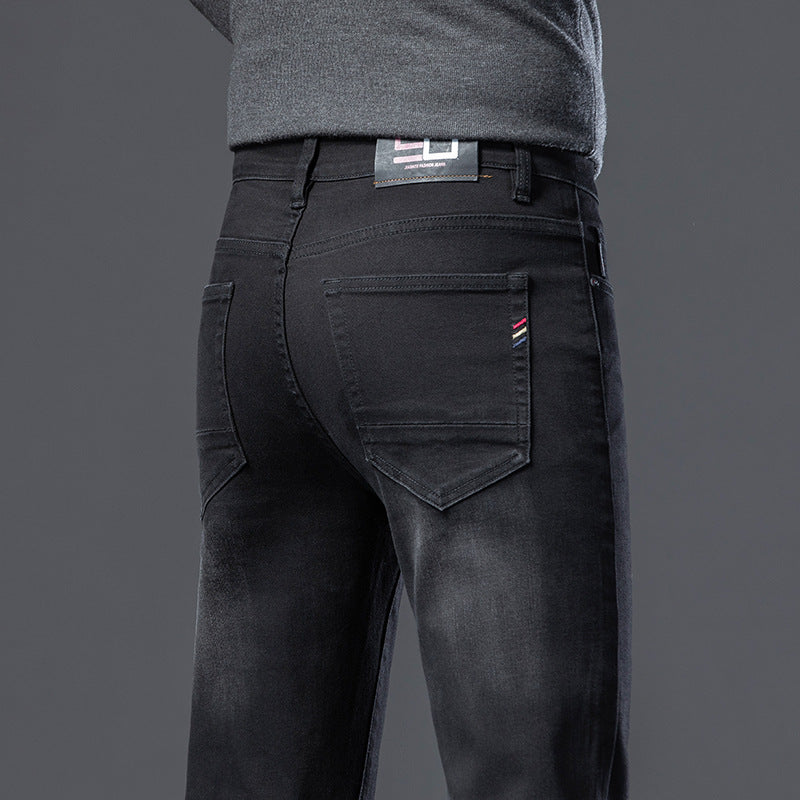 Jean molletonné rembourré pour homme, coupe droite, slim, élastique, épais