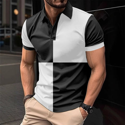 Lässiges, sportliches Poloshirt mit kurzen Ärmeln und Farbnähten und Umschlagkragen für Herren