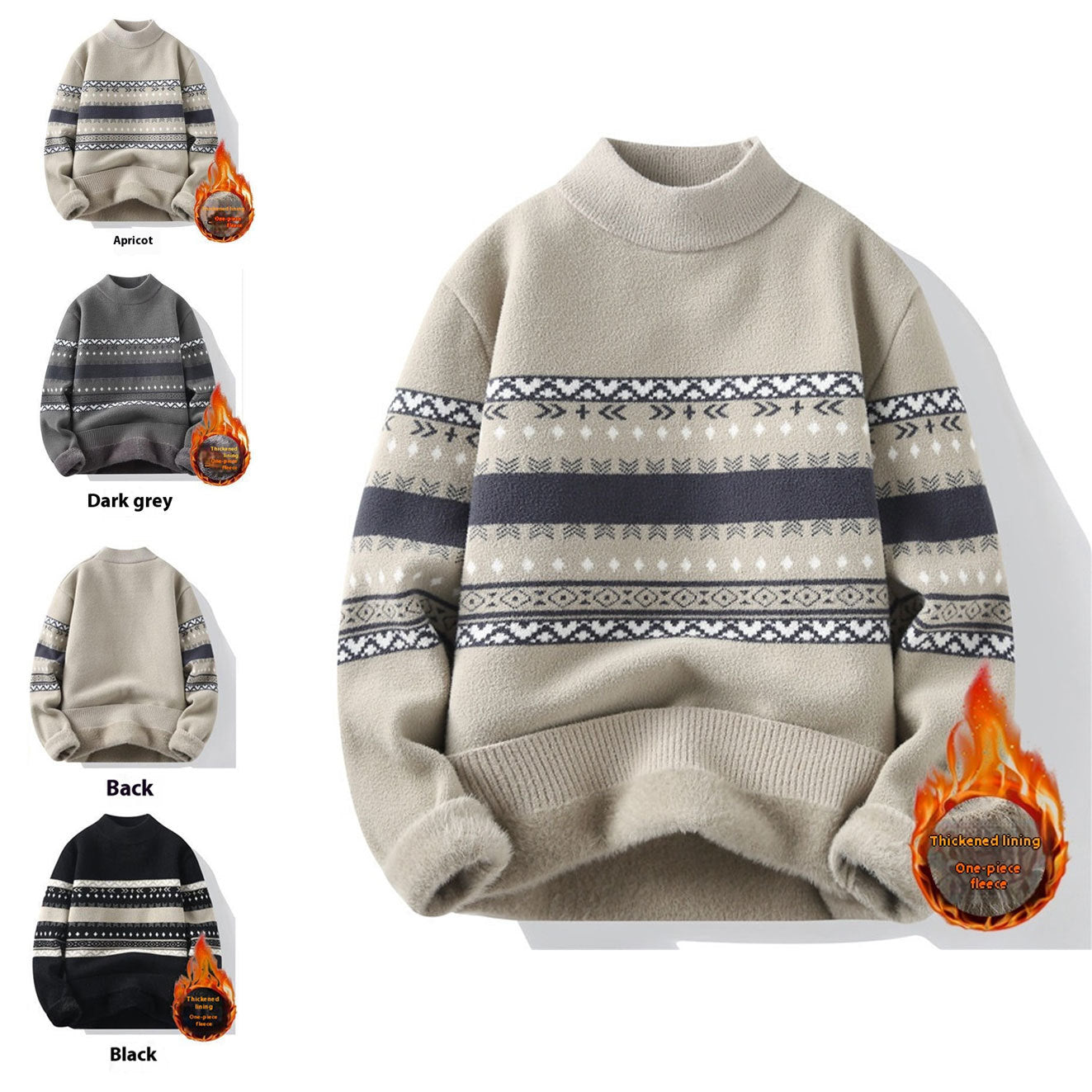 Pull en velours une pièce pour homme, col montant, tricoté, tendance, automne-hiver, décontracté, chaud, quotidien