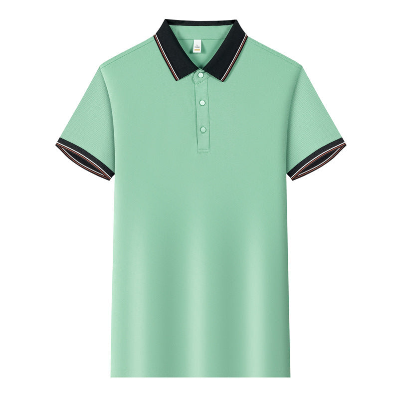 Color Stitching Turnover Neck Short-sleeved Shirt Workwear