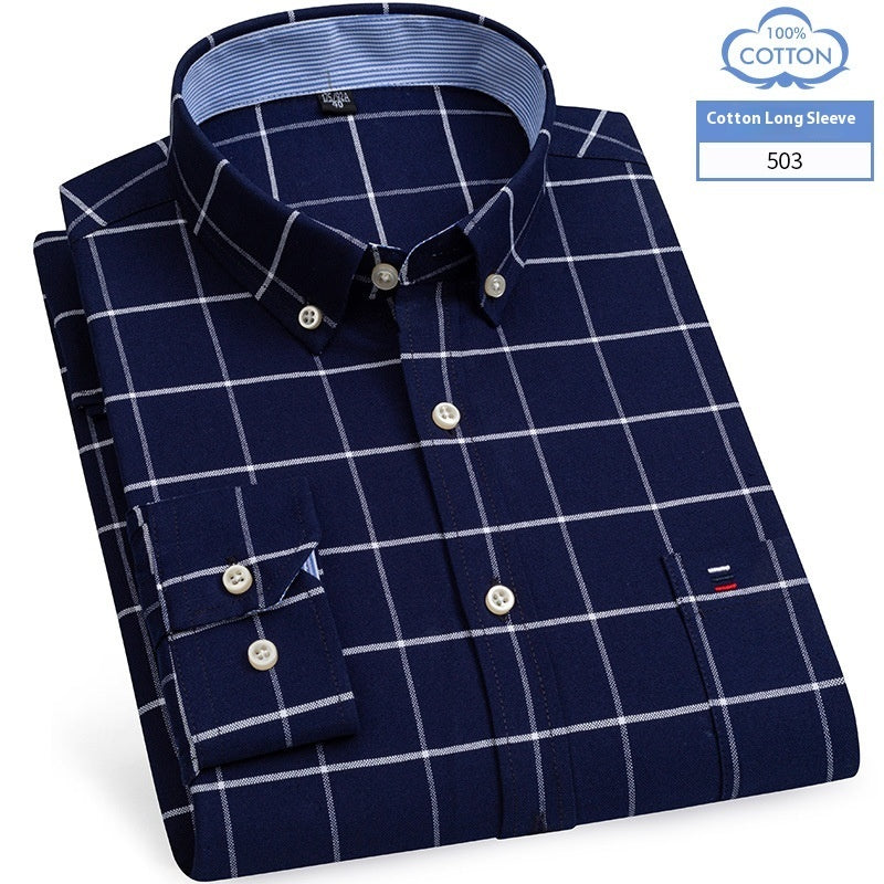 Chemise en coton à manches longues pour homme, coupe slim, style business décontracté