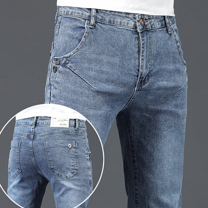 Jeans Herren Slim Fit Stretch Skinny Hose im koreanischen Stil