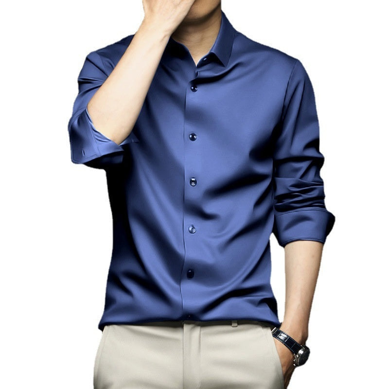 Chemise à manches longues pour homme, anti-rides, sans repassage, pour le travail