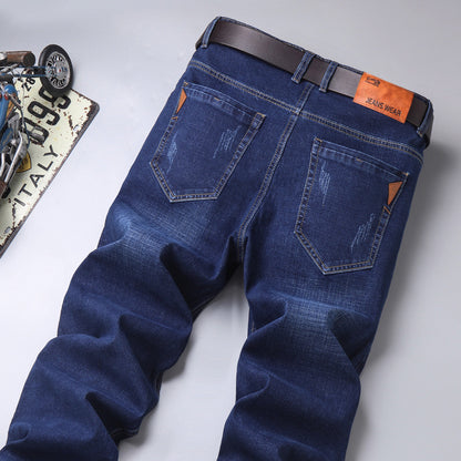 Jeans pour hommes, amples, droits, extensibles, longs