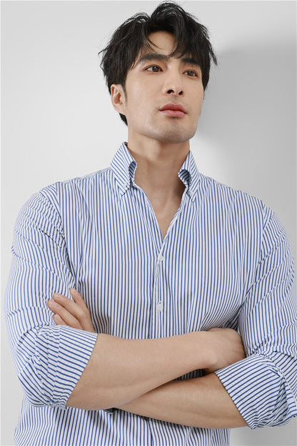 Gestreiftes Herren Langarmshirt mit V-Ausschnitt