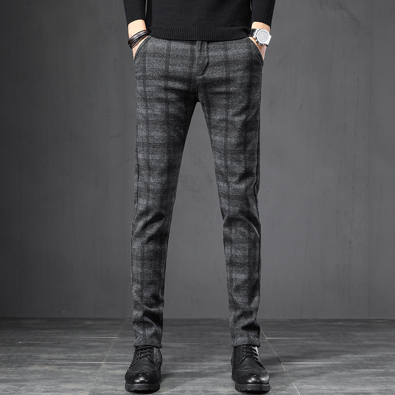 Herbst Plaid Hosen Schlank Gerade Lose Herren Casual Hosen Hosen Kleine Füße