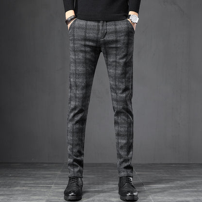 Herbst Plaid Hosen Schlank Gerade Lose Herren Casual Hosen Hosen Kleine Füße