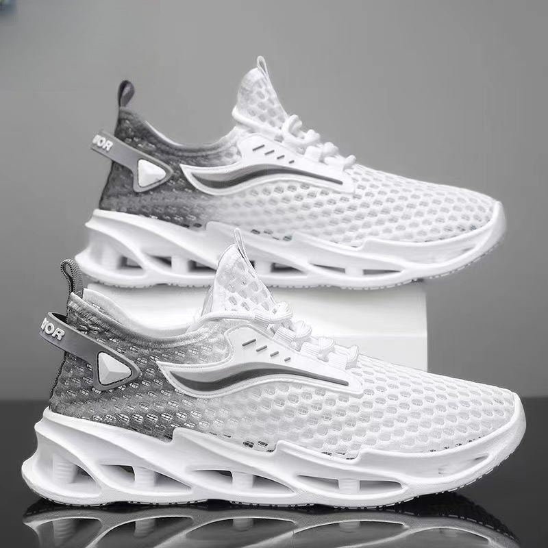 Herren Schnür-Sneakers Mesh Sportschuhe Mode Hohlsohle Low Top Laufschuhe