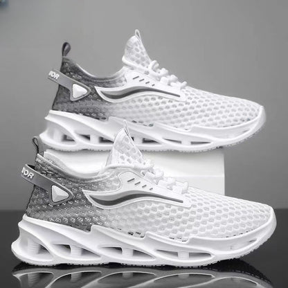 Herren Schnür-Sneakers Mesh Sportschuhe Mode Hohlsohle Low Top Laufschuhe
