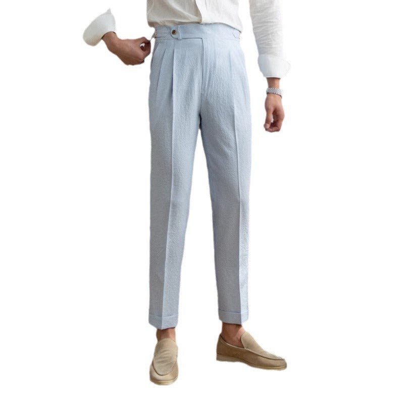 Sommer Herren Anzughose Hohe Taille Gerade
