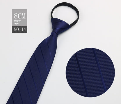 Black Men's Tie Striped Blue Business Tie Lazy Zip Tie In Stock Wholesale Pull Peels - ARCHSHOPE
