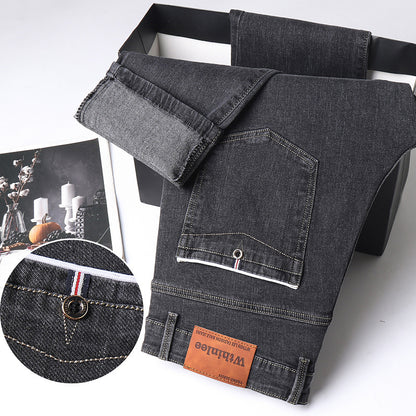 Jeans Herren Straight Loose Casual Pants Fleece-gefütterte, verdickte Herrenhose