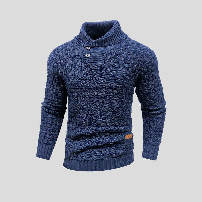 Exquisiter Pullover mit Knopfkaromuster für Jungen