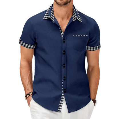 Chemise décontractée pour homme avec coutures contrastées et poches