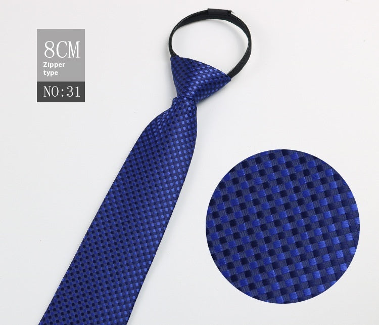 Black Men's Tie Striped Blue Business Tie Lazy Zip Tie In Stock Wholesale Pull Peels - ARCHSHOPE