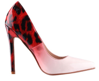 Shallow mouth pointed fine with color matching leopard sexy fashion high heels - ARCHSHOPE