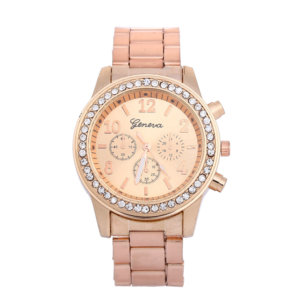 Geneva Watch Mens Diamond alloy three eye movement quartz Mens Watch Watch - ARCHSHOPE