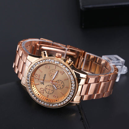 Geneva Watch Mens Diamond alloy three eye movement quartz Mens Watch Watch - ARCHSHOPE